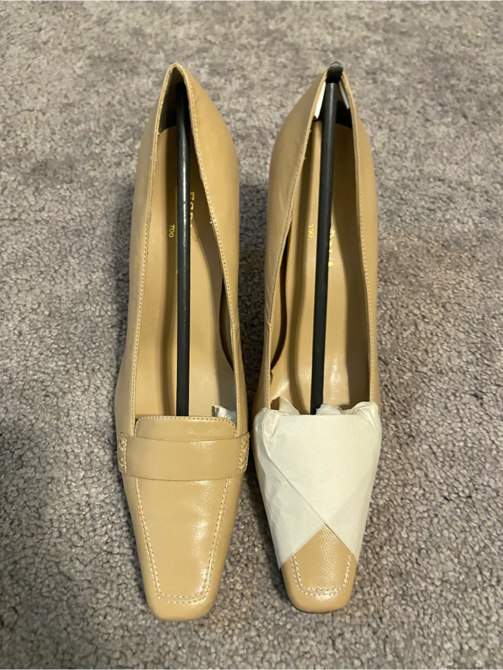 Women's Tan Leather Square-Toe Loafers